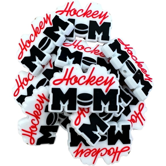 Lashicorn Hockey Puck Mom Silicone Focal Bead  12 Pack Mama Sports for Freshie Hangers Beaded Pens 1.6 Wholesale Bulk Keychain Brushes