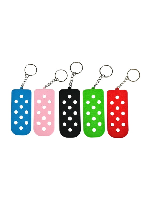 Keychain Gibbitz Holder Croc Shoe Charm 5 pack 3.5x1.5 Jibbutz Compatible Red, Green, Black, Pink, Blue Lanyard Hat Insert