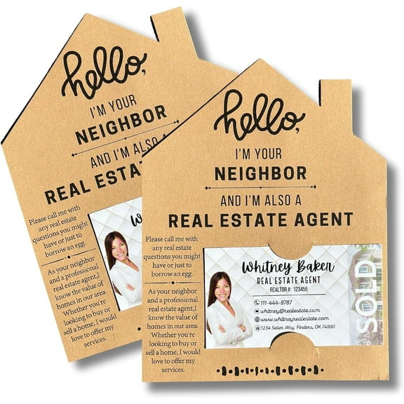 Lashicorn Real Estate Agent Im Your Neighbor House Shaped Cards 25 pk 5 x 7 Postcards Insert for Business Card Referral Thank You