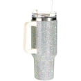 thumbnail image 1 of Lashicorn Silver Rhinestone 40 oz. Tumbler with Handle and Straw Lid Bling Tall Jewel Cup Gift White Insulated, 1 of 4