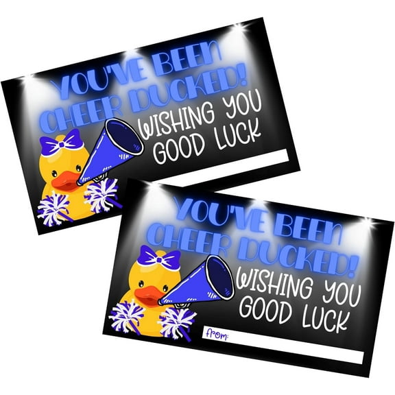 Lashicorn Youve Been Cheer Ducked Cards Tags Wishing You Luck 50 pk 2 x 3.5 Squad Game Blue for Competition Put on Cars Pins Gift Team Activity