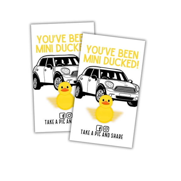 Lashicorn Youve Been Mini Ducked with Yellow Mini Cards  50pk 2x3.5 Duck Duck Car SUV Game Tags Rubber Ducks Put on Cars