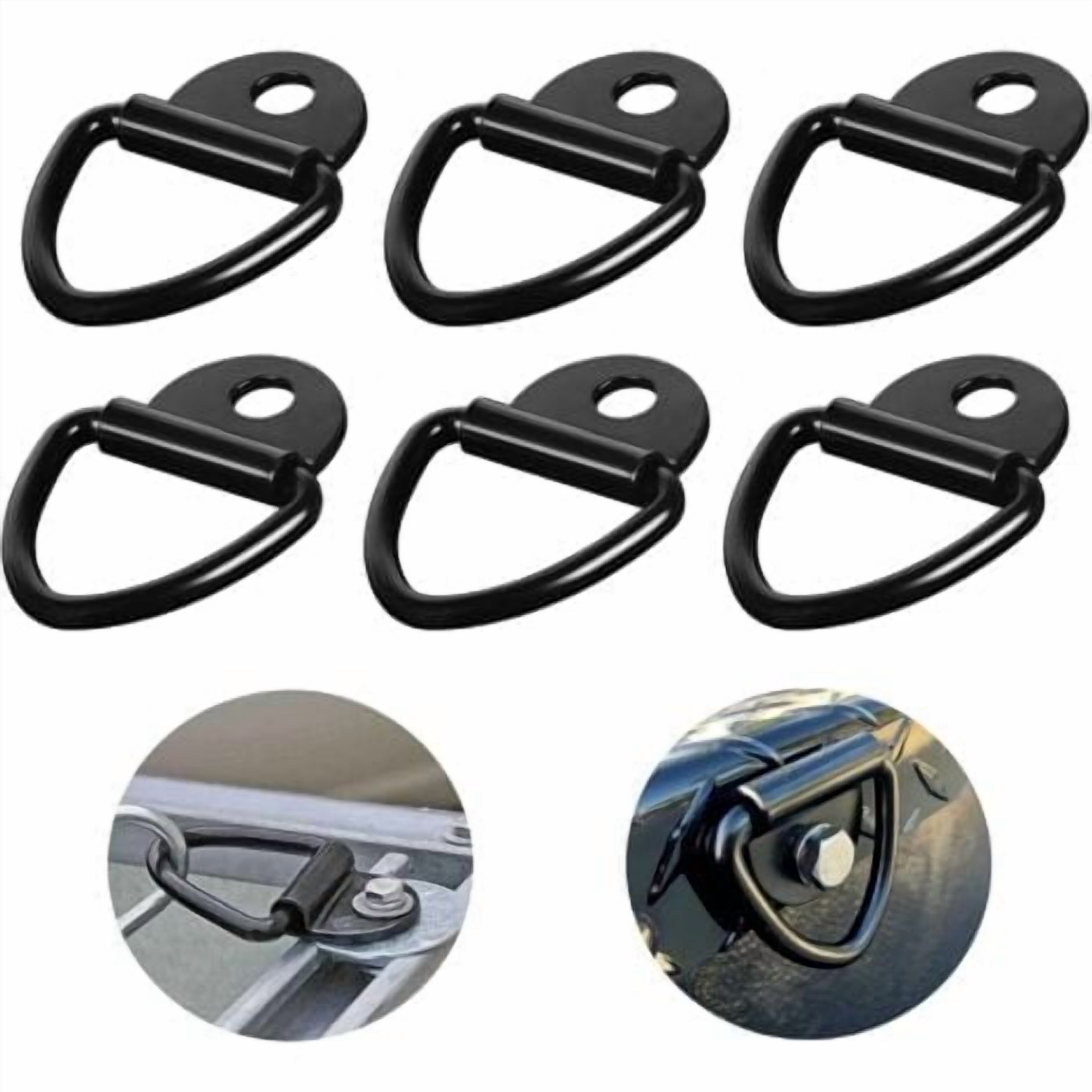 Lashing Ring 6 Pieces D-Ring Anchor 85 x 63 mm, Black Heavy Duty ...