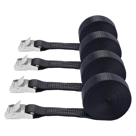 Lashing Straps,1" x 10Ft Adjustable Cam Buckle Tie Down Cinch Strap for Packing Black 4 Pack,Packing Straps Heavy-Duty for Cargo/Luggage/Kayak/Truck/SUV/Car Roof Rack
