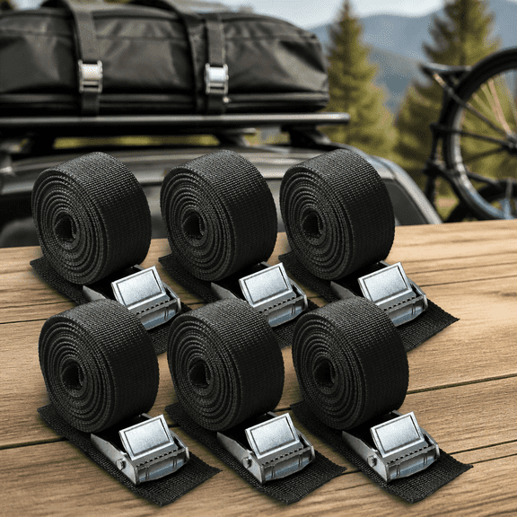 Lashing Straps 6Pcs 1 Inch x 8 Ft Cargo Tie Down Straps with Adjustable Cam Buckles for Luggage, Roof Racks, Kayaks, Surfboards, and Paddle Boards