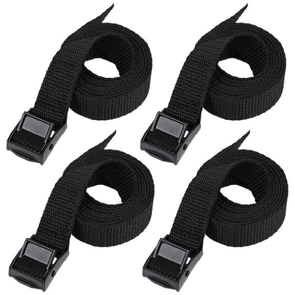 Lashing Straps with Buckles Adjustable Cam Buckle Tie Down Cinch Strap for Packing Black 4 Pack