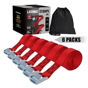 Lashing Tie Down Strap Cam Buckle Tie Down up to 600 lb, 6PK, 1" x 12FT