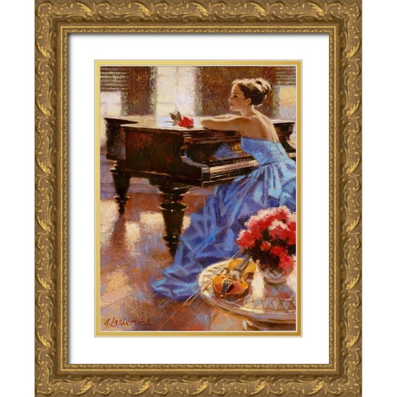 Lashkevich, Alexey 11x14 Gold Ornate Wood Framed with Double Matting Museum Art Print Titled - Melodies of the morning