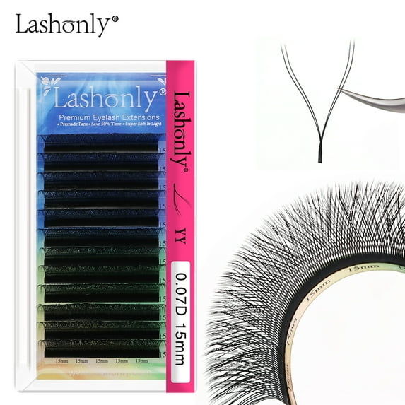 Lashonly Y Shape Lash Extension Mink Black Volume YY Individual Eyelash Natural Soft False Eyelash D Curl 11mm
