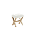 thumbnail image 1 of Lasigeli Square Makeup Stool with Wood X-Legs,Modern Vanity Ottoman Chair,Padded Faux Leather Seat for Dressing Room,Bathroom (White+Gold1 Fabric), 1 of 1