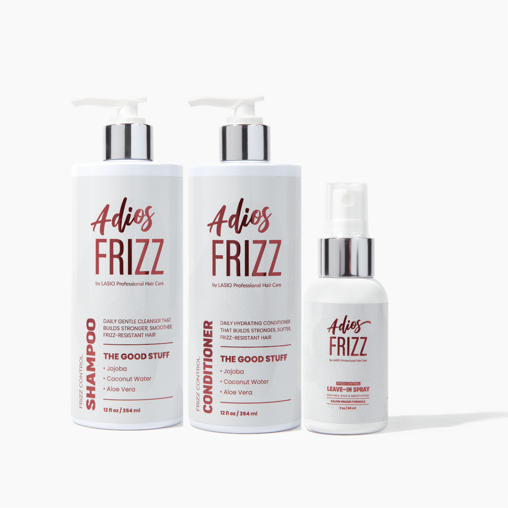 Lasio Adios Frizz Bundle - Shampoo, Conditioner & Leave-In 2OZ