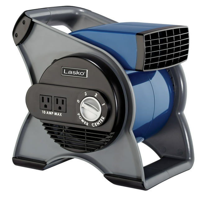 Lasko 11" 3-Speed Multi-Purpose Pivoting Utility Blower Fan with Outlets, Blue, U12100, New