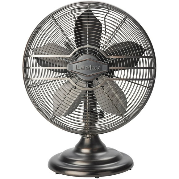 Lasko 12" 3-Speed Oscillating Classic Metal Table Fan, Bronze R12210