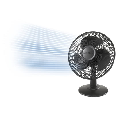 Lasko 12" 3-Speed Oscillating Table Fan with Tilt Back Head, Black, 2017