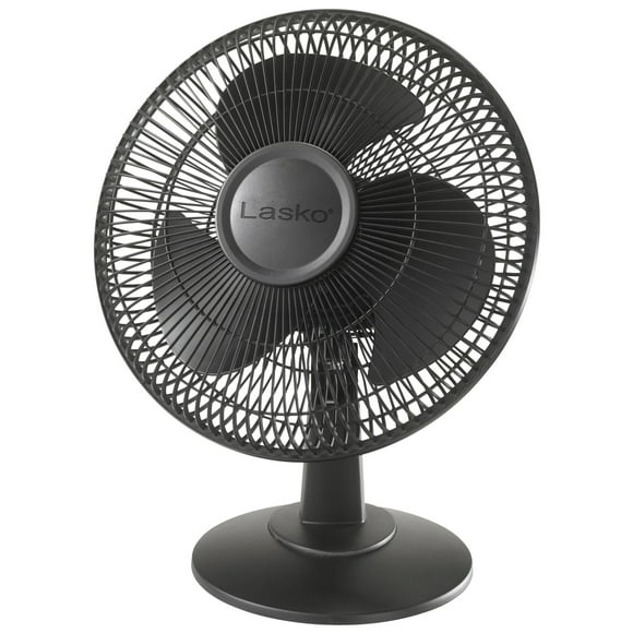 Lasko 12" 3-Speed Oscillating Table Fan with Tilt Back Head, Black, 2017