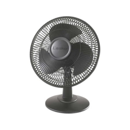 Lasko 12" 3-Speed Oscillating Table Fan with Tilt Back Head, Black, 2017