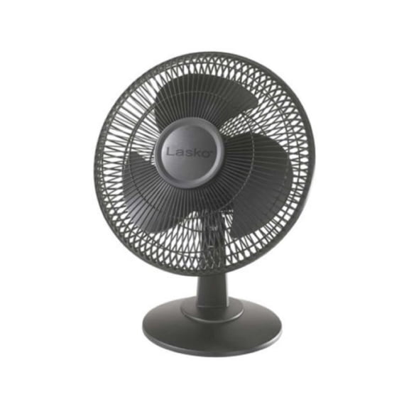 Lasko 12" 3-Speed Oscillating Table Fan with Tilt Back Head, Black, 2017