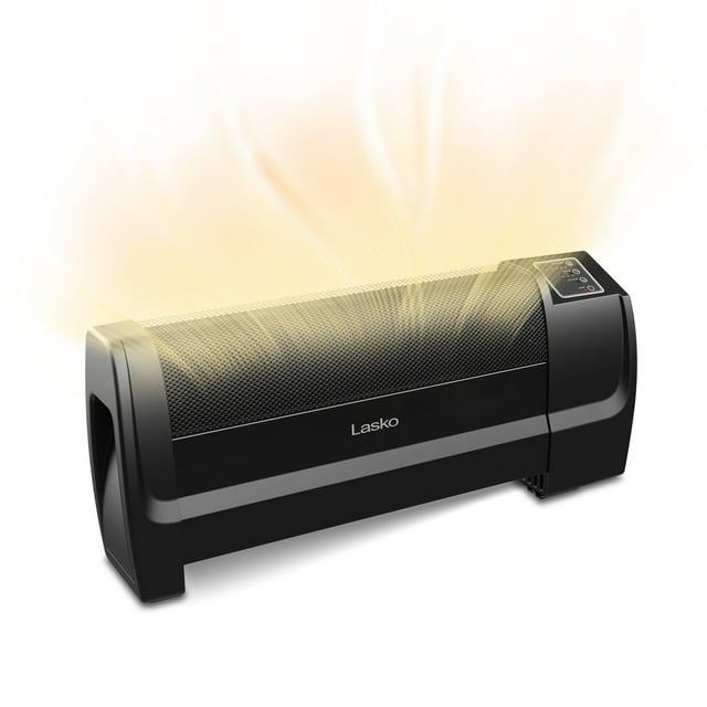 Lasko 12" H 1500 Watt Low Profile Silent Space Heater with Timer, Black