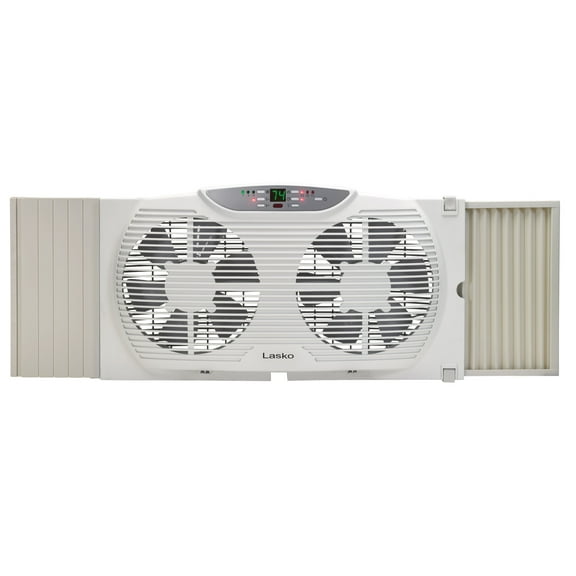 Lasko 13" 3-Speed Remote, 8-Hour Timer, Electrically Reversible Twin Window Fan W09550