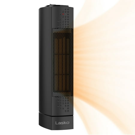 Lasko 14" 1500W Ultra Slim Desktop Ceramic Tower Space Heater, Black, CT14107, New