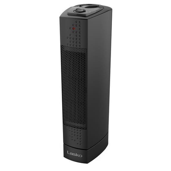 Lasko 14" 1500W Ultra Slim Desktop Ceramic Tower Electric Space Heater, Black, CT14107