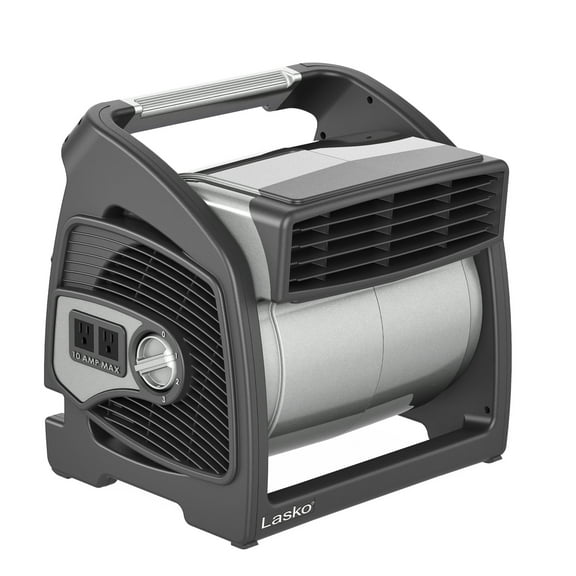 Open Box Lasko 14.5 Max Performance Pivoting Blower Floor Fan with Outlet, Black, U15701, New