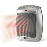 Lasko 9" 1500W Electric Ceramic Space Heater with Adjustable Thermostat, Silver, 754200