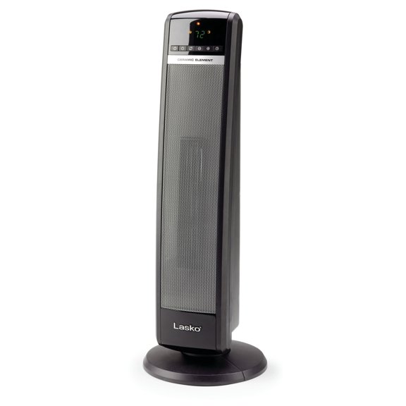 Lasko 1500W Electric Ceramic Tower Electric Space Heater with Remote Control, CT30750, Black