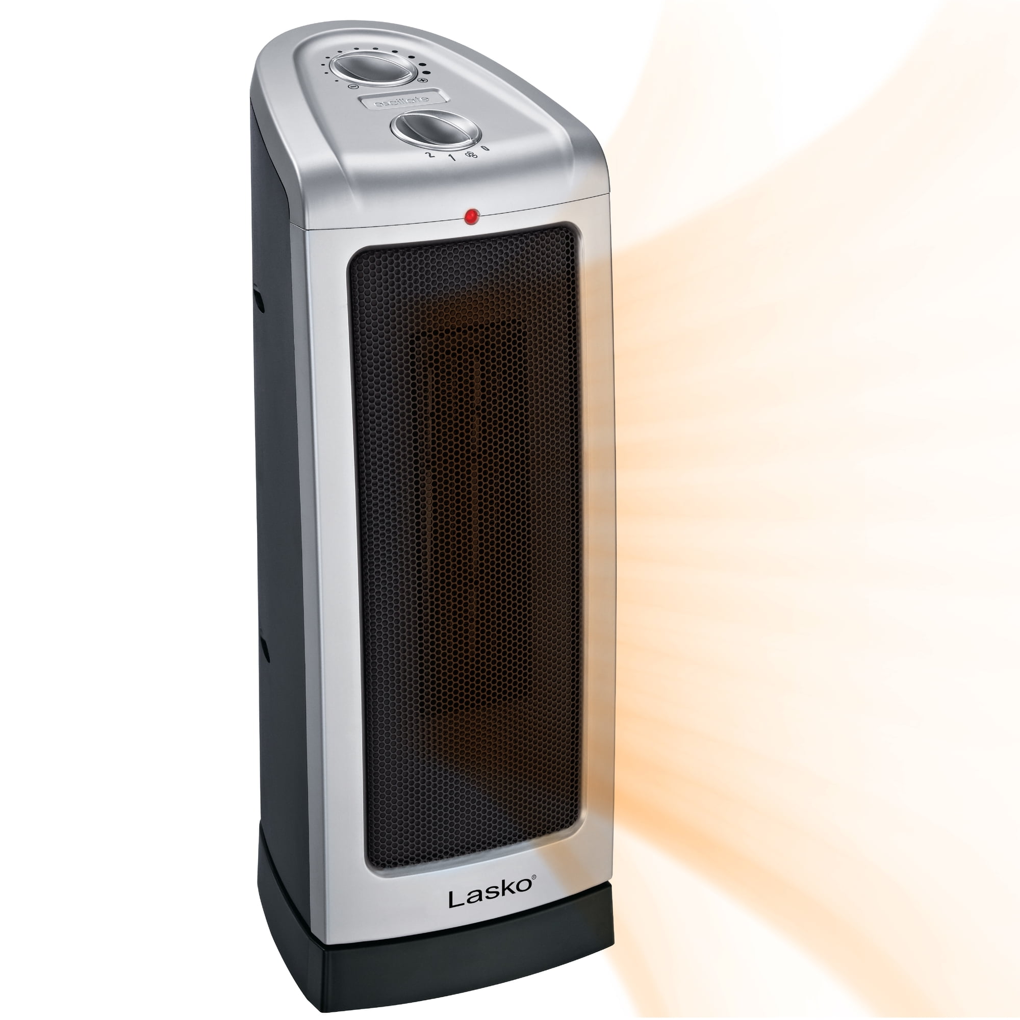Lasko 1500W Oscillating Ceramic Tower Electric Space Heater with Thermostat,  5307, Silver - Walmart.com