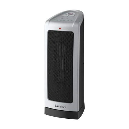 Lasko - Oscillating Ceramic Tower Heater with Electronic Controls - Silver/Black