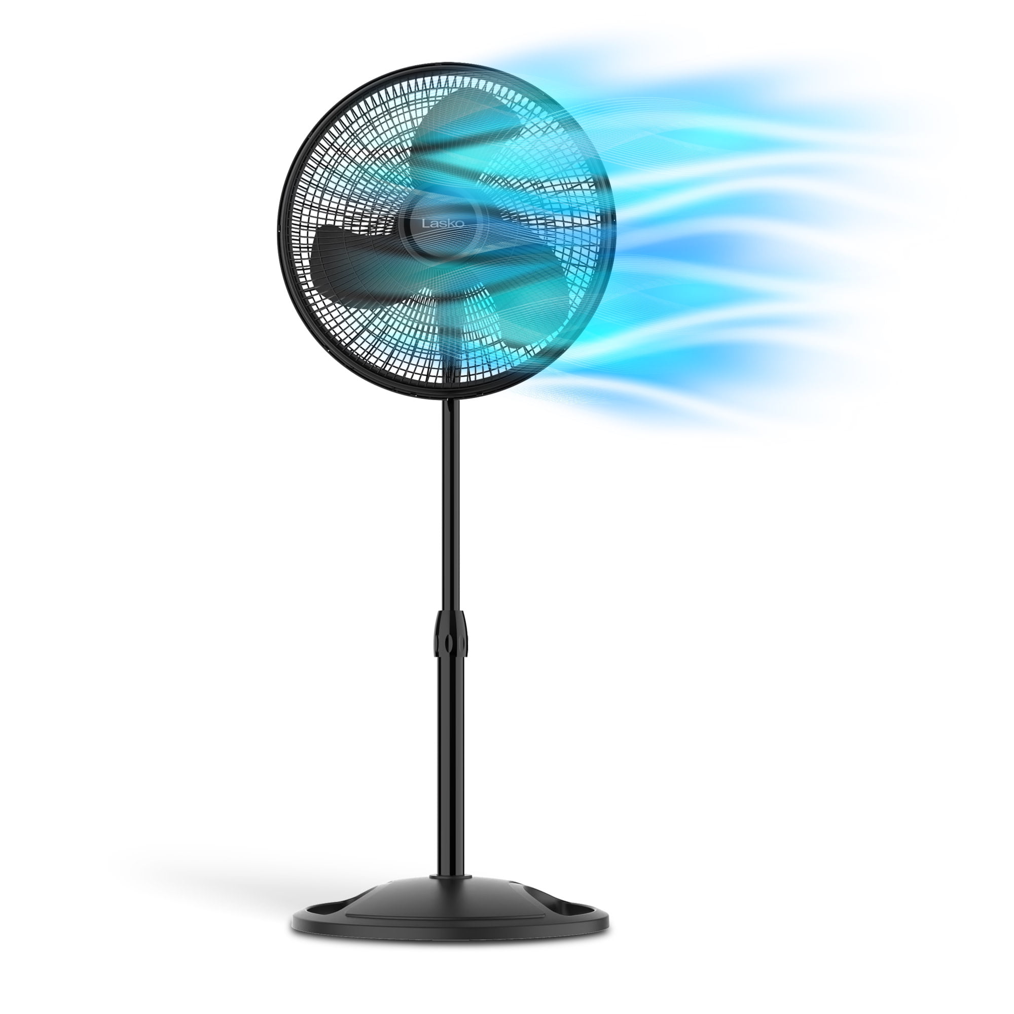 Lasko 16" Black Adjustable Height Oscillating Floor Fan