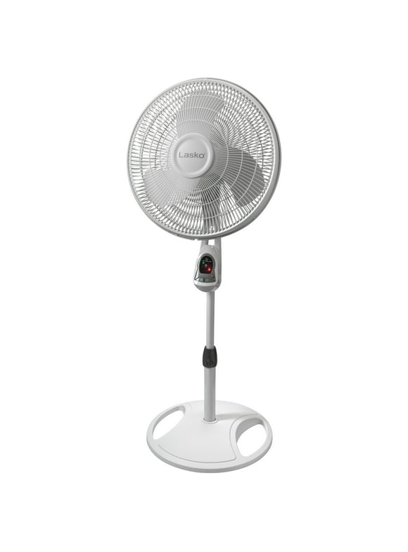 Lasko 16" 3-Speed Oscillating Pedestal Fan with Timer and Remote, 47" H, White, 1646, New