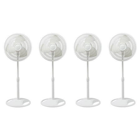Lasko 16 Inch Oscillating Adjustable Tilting Pedestal Stand Fan, White (4 Pack)