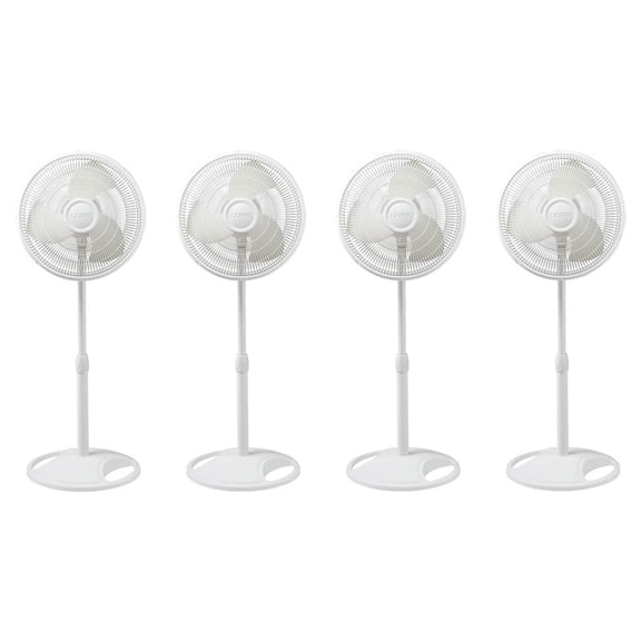 Lasko 16 Inch Oscillating Adjustable Tilting Pedestal Stand Fan, White (4 Pack)