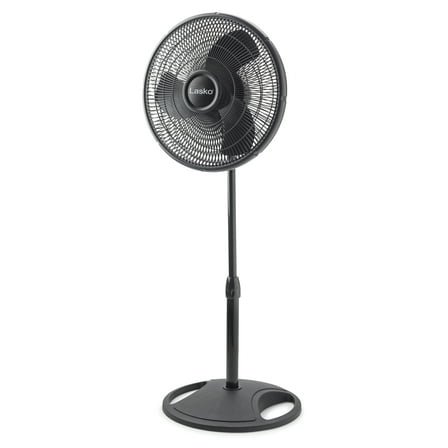 Lasko 16" Adjustable Oscillating Pedestal Fan with 3 Speeds, 2521, Black, 18" L, New