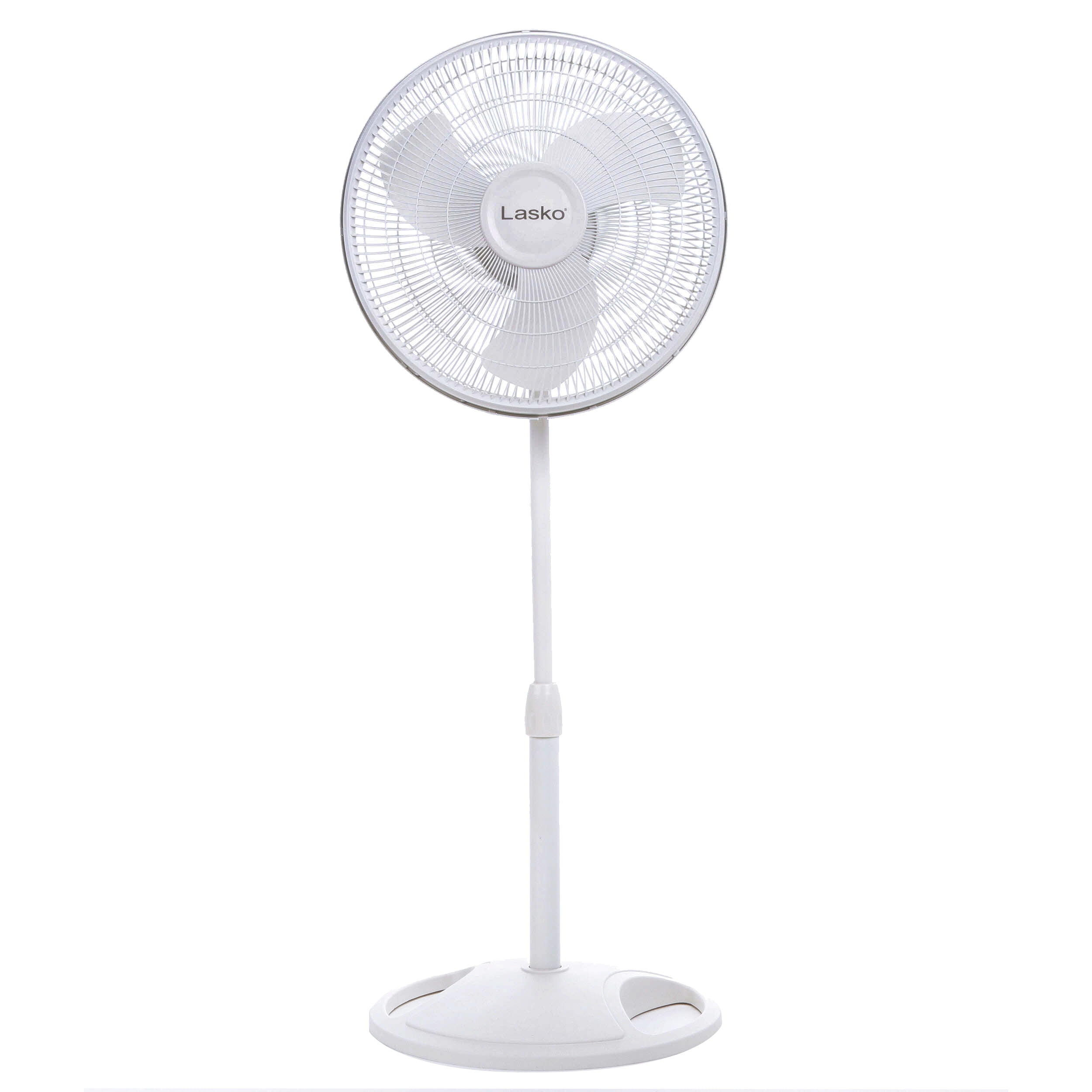 White Adjustable-Height 16-Inch Oscillating Pedestal Fan