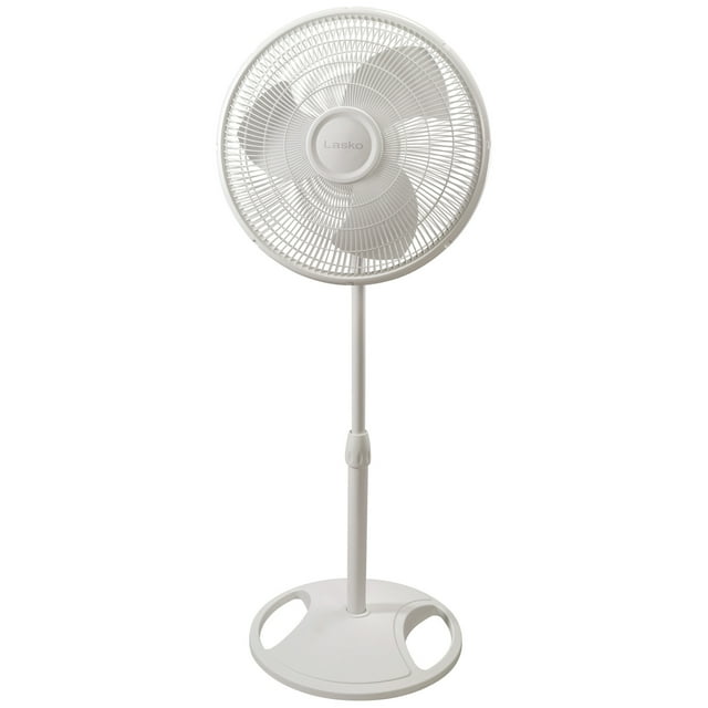 Lasko 16" Oscillating 3-Speed Pedestal Fan with Adjustable Height, 47" H, White, S16200, New