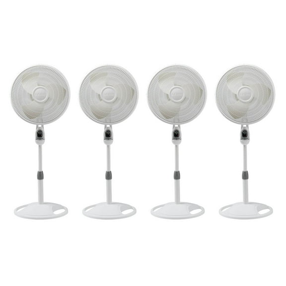 Lasko 16" Remote Control Oscillating 3 Speed Standing Floor Fan, White (4 Pack)