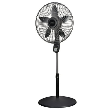 Lasko 18" 5-Speed High Performance Pedestal Fan with Remote, 54" H, Black, S18602, New