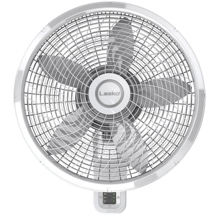 Lasko 18" 3-Speed Oscillating Remote Controlled Wall Mount Fan, White, M18950