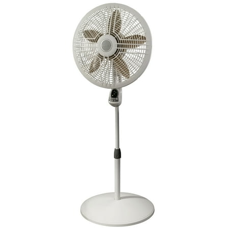Lasko 18" Performance Adjustable 3-Speed Pedestal Fan with Remote, 54" H, White, 1880, New