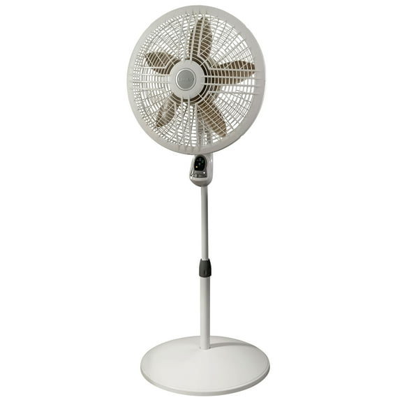 Lasko 18" 3-Speed Adjustable Remote Control Pedestal Fan, White, 1880
