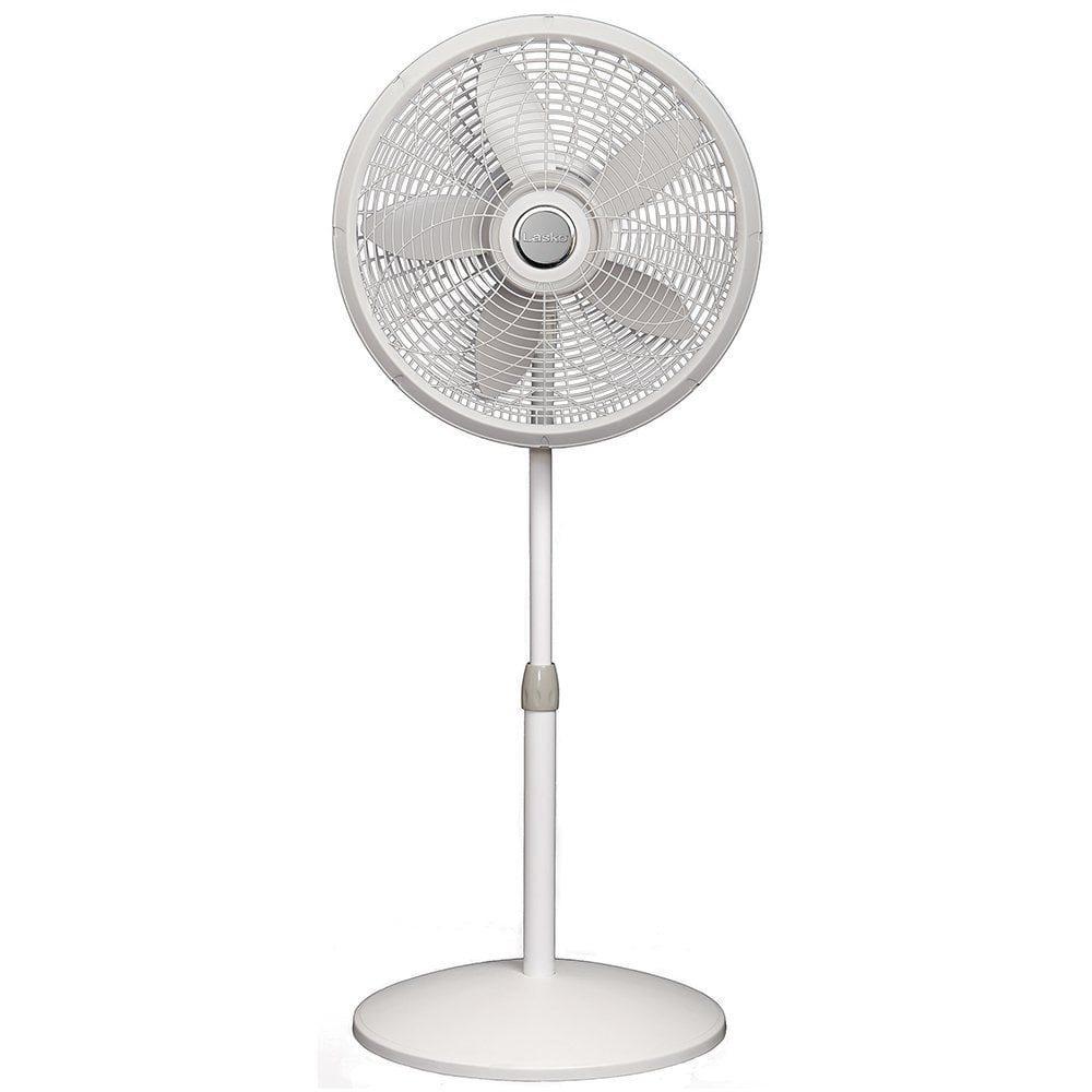 White Adjustable Height Oscillating Floor Fan with Three Speeds
