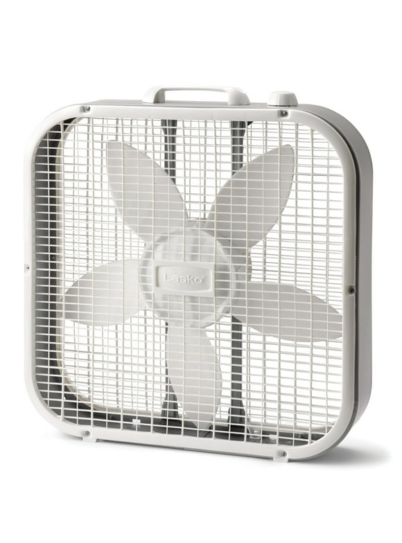 Lasko 20" Classic Box Fan with Weather-Resistant Motor, 3 Speeds, 22.5" H, White, B20200, New