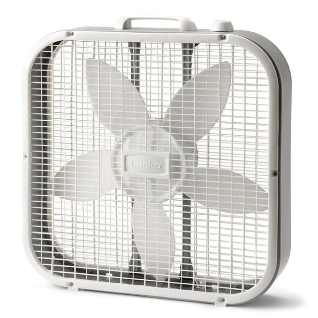 Lasko 20" Classic Box Fan with Weather-Resistant Motor, 3 Speeds, 22.5" H, White, B20200, New
