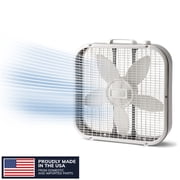 Lasko 20 Classic Box Fan with Weather-Resistant Motor, Portable Cooling Floor or Window Fan, 3 Speeds, White, B20200