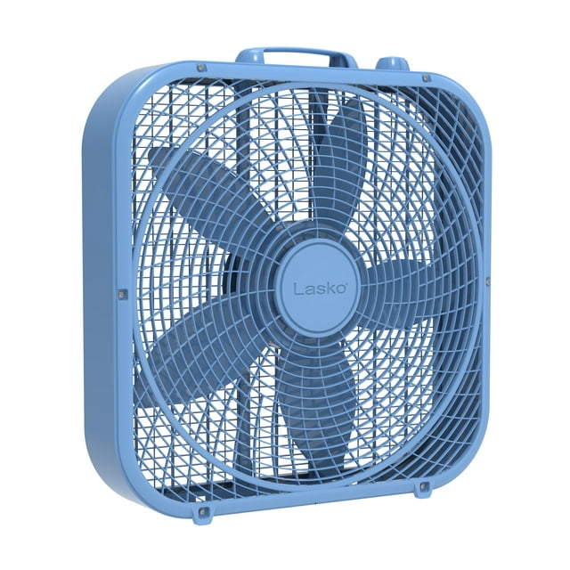 Lasko 20" Cool Colors 3-Speed Box Fan with Weather-Resistant Motor, Blue, 22.5" High, B20310, New