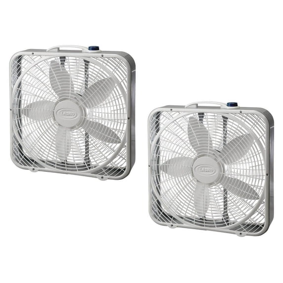 Lasko 20" Preimum Steel Box Fan w/3 Speed Settings and Easy Carry Handle, 2 Pack