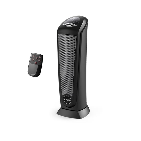 Lasko CT22410 Black 1500W 2 Speed, Oscillating, Remote, Timer Ceramic Tower Space Heater