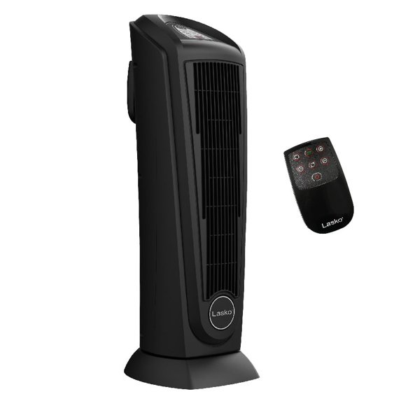 Lasko 22.5" 1500W Oscillating Ceramic Tower Space Heater with Remote Control, Black, 751321